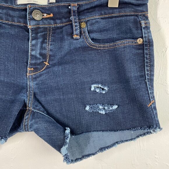 Abercrombie & Fitch Blue Dark Wash Custom Hem Shorts 2 - Picture 2 of 5